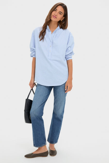 Blue Stripe Seersucker Cove Popover