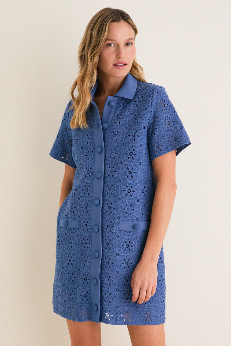 Allure Eyelet Tile Jeanine Shift Dress