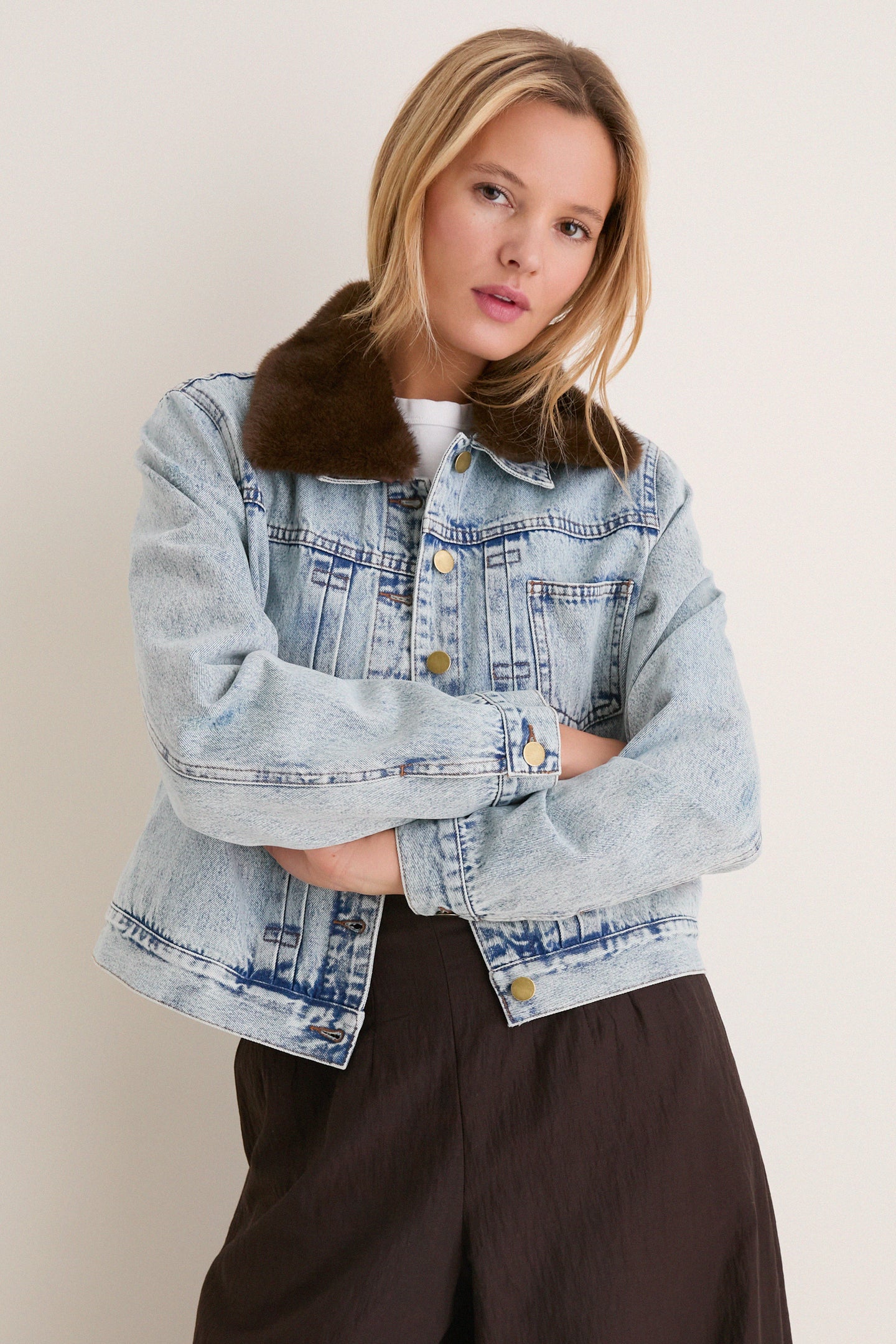 Fur Collar Sherwood Denim Jacket