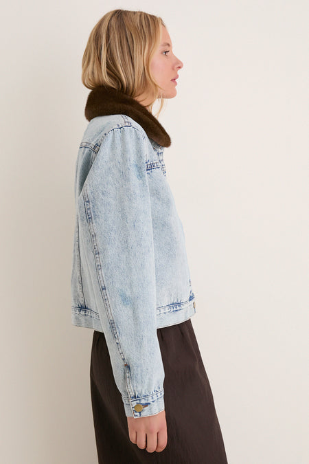 Fur Collar Sherwood Denim Jacket