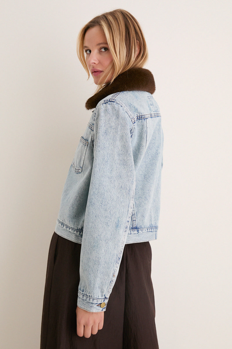 Fur Collar Sherwood Denim Jacket
