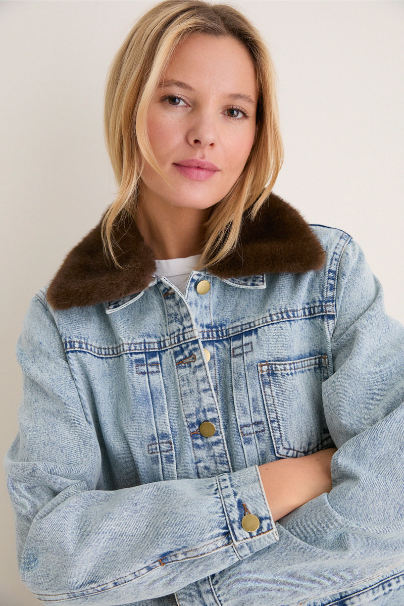 Fur Collar Sherwood Denim Jacket