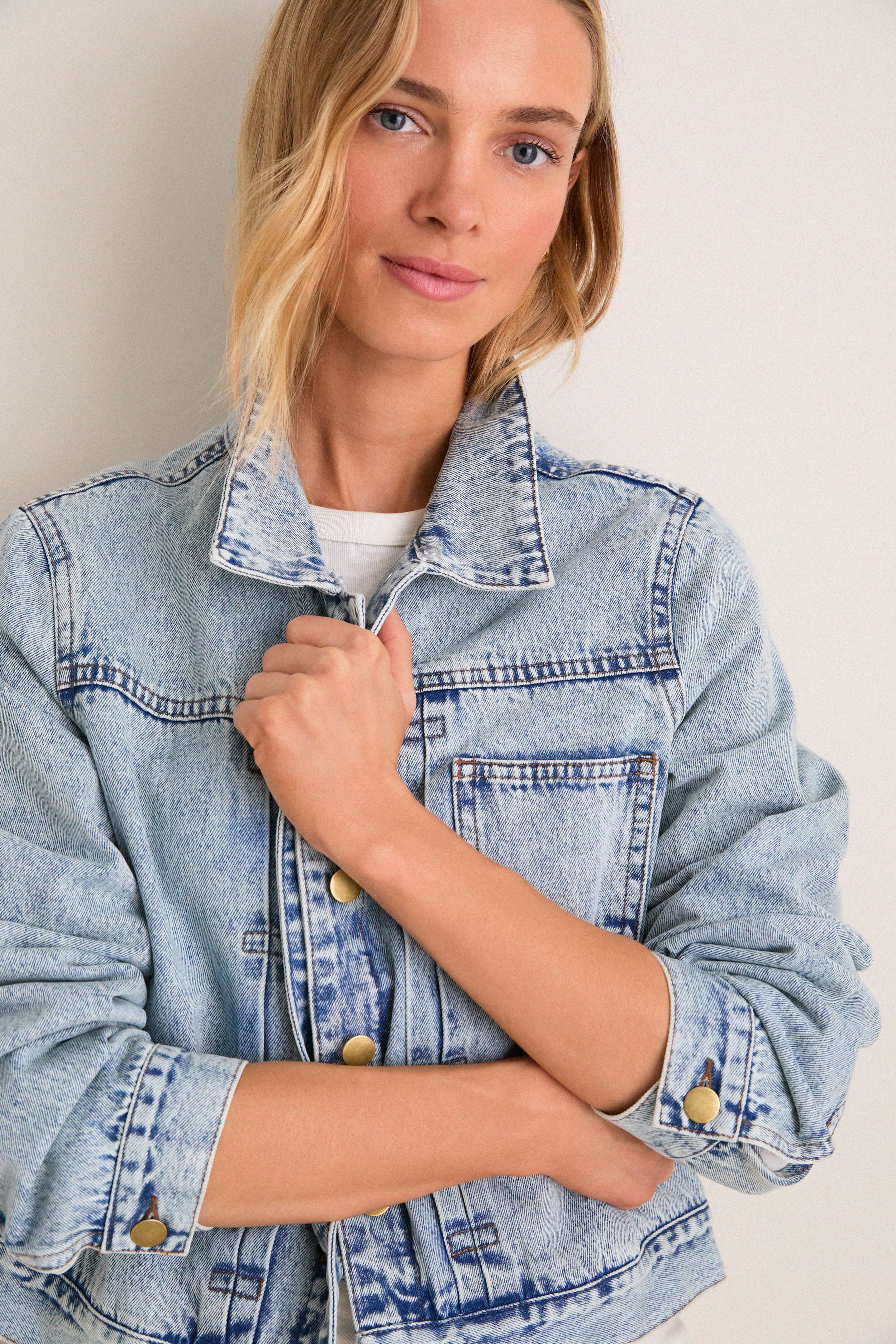 Denim Removable Fur Collar Sherwood Jacket