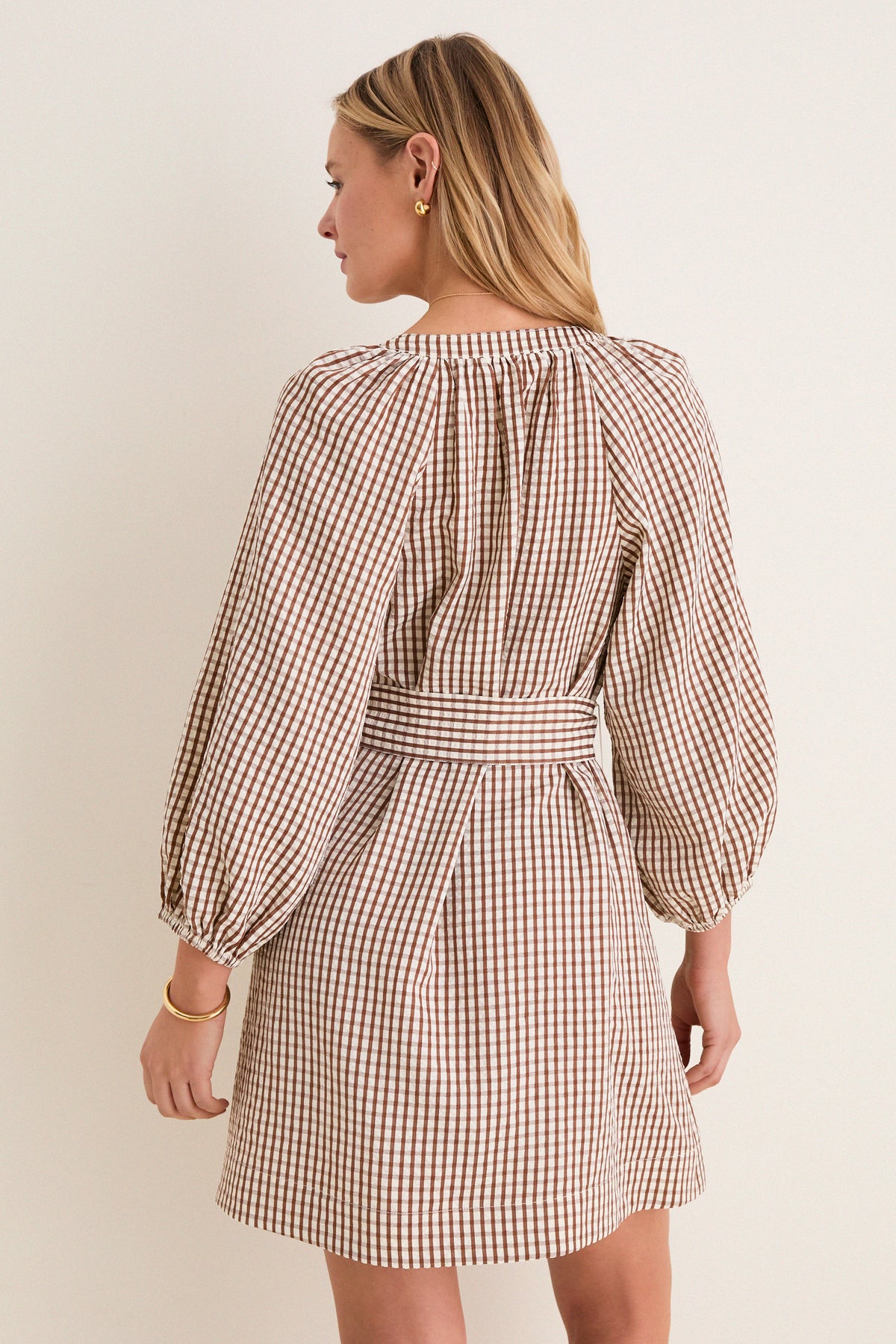 Brown Gingham Harlow Mini Dress