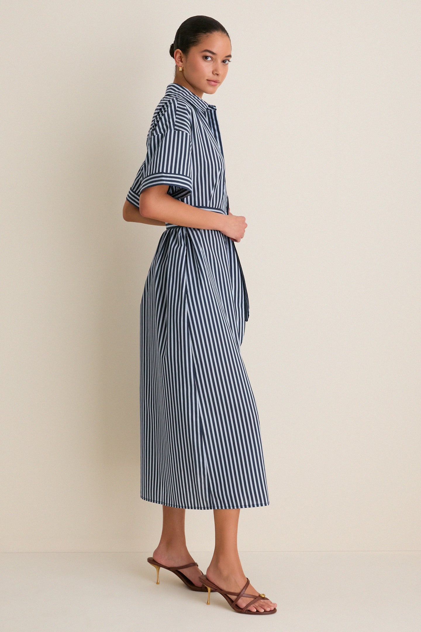Navy and Light Blue Stripe Zacara Dress