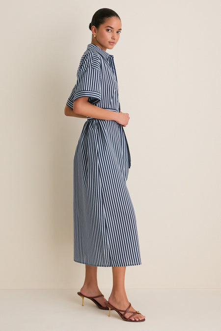 Navy and Light Blue Stripe Zacara Dress