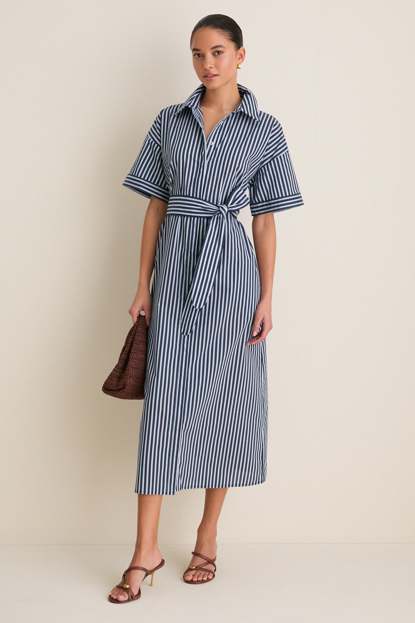 navy blue striped dress Ellen Navy Striped Short Dress main image 1