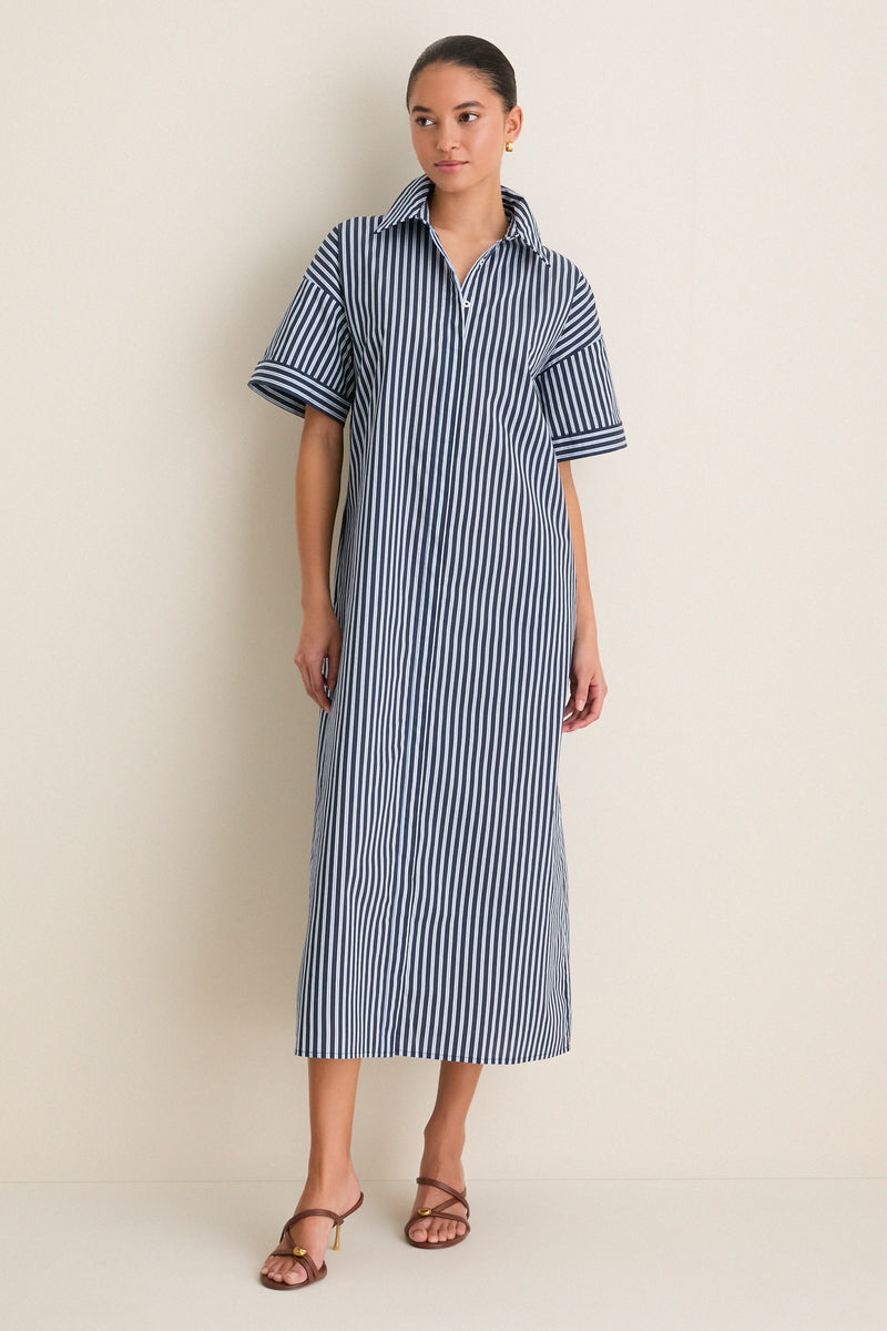 Navy and Light Blue Stripe Zacara Dress