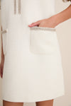 Pearl White Tweed Embellished Ophelia Dress