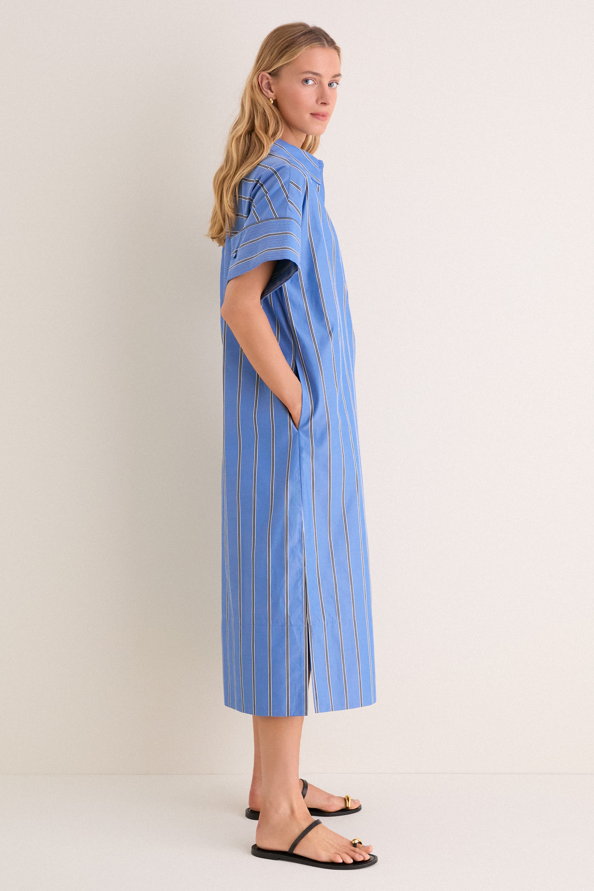 Blue Indigo Stripe Reina Dress