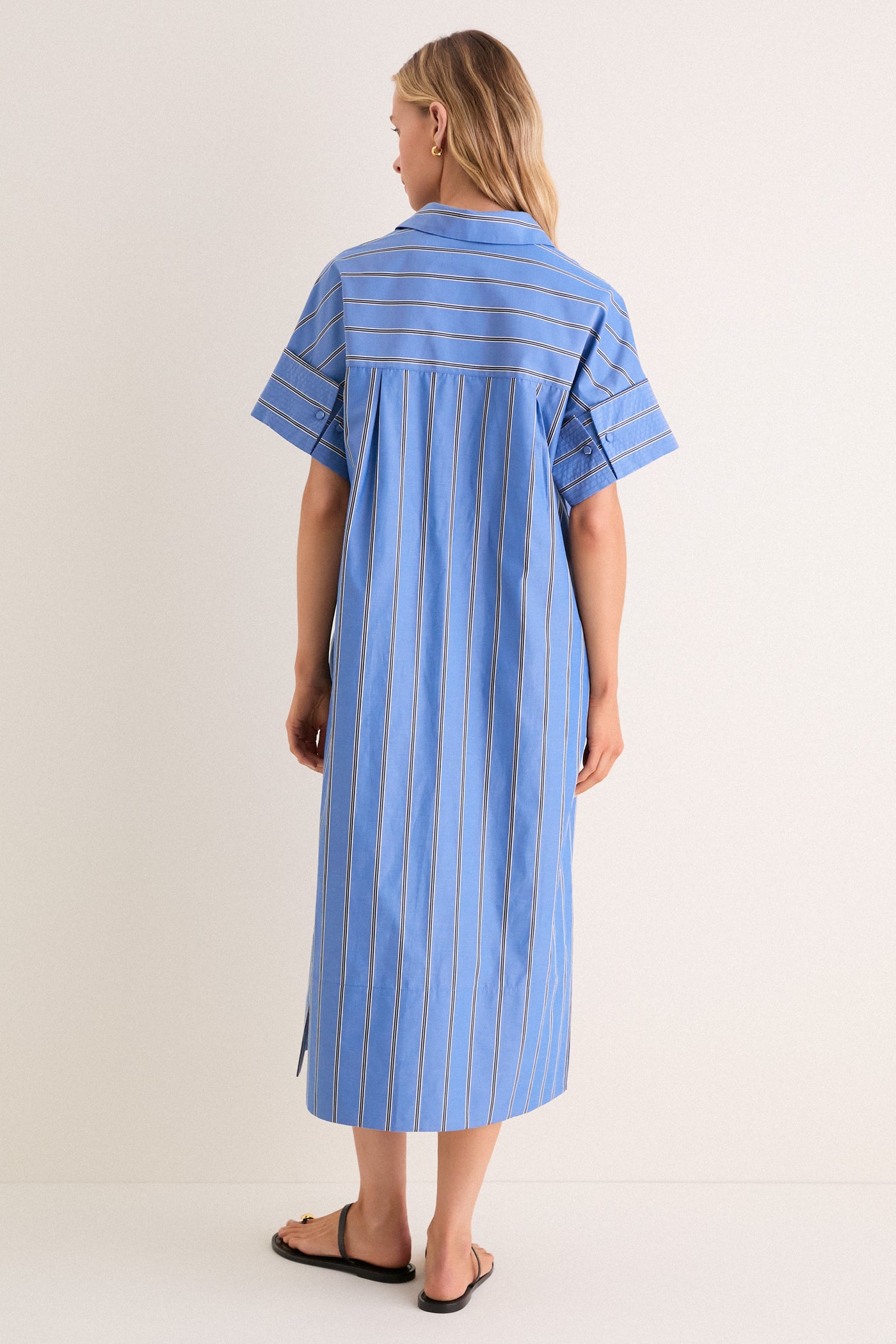 Pomander Place Blue Indigo Stripe Reina Dress Blue Indigo Stripe / S