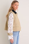 Khaki with Lace Sleeves Clarisse Jacket