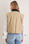 Khaki with Lace Sleeves Clarisse Jacket