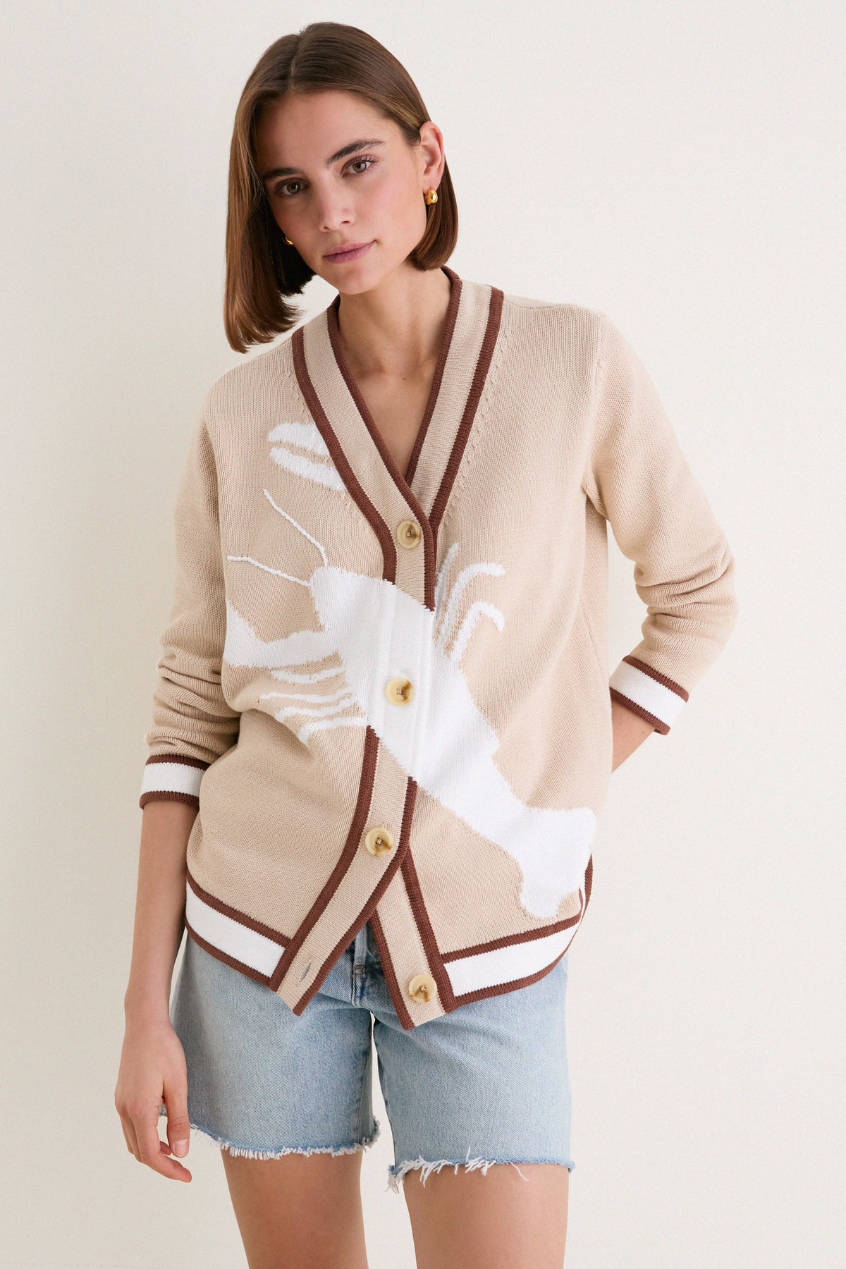 Sandstone Cotton Lobster Lauren Cardigan