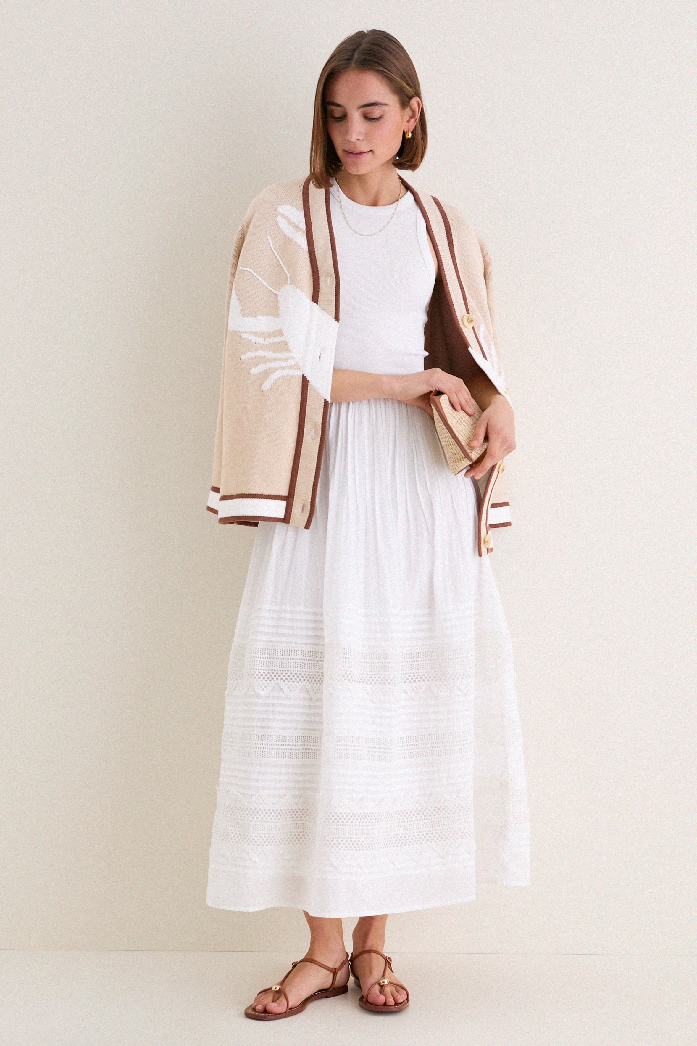Sandstone Cotton Lobster Lauren Cardigan | Tuckernuck