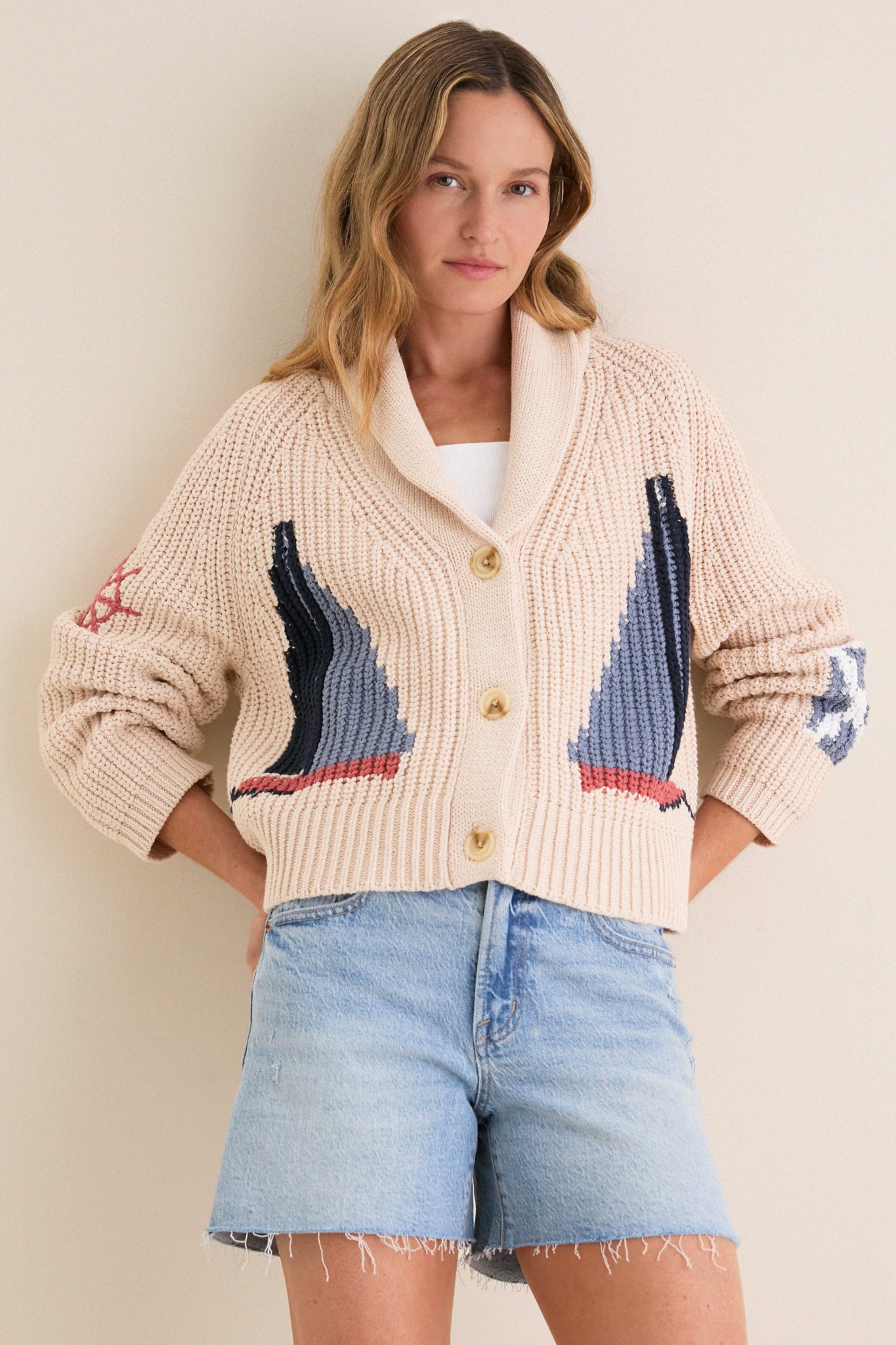 Sandstone Cotton Sailboat Charlie Cardigan | Tuckernuck