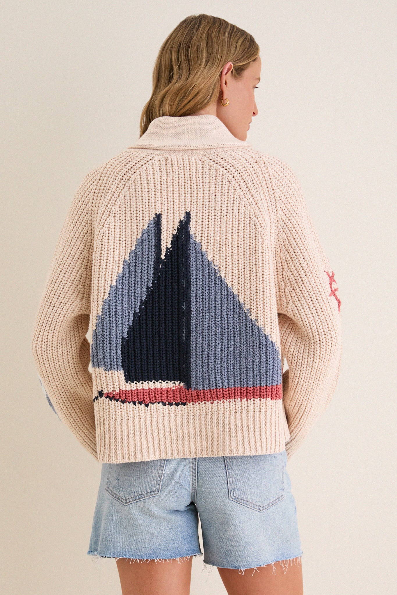 Sandstone Cotton Sailboat Charlie Cardigan