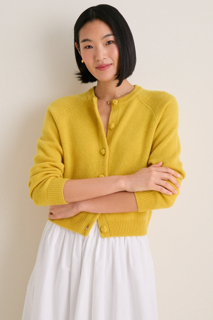 Marigold Cashmere Knot Button Phoebe Cardigan