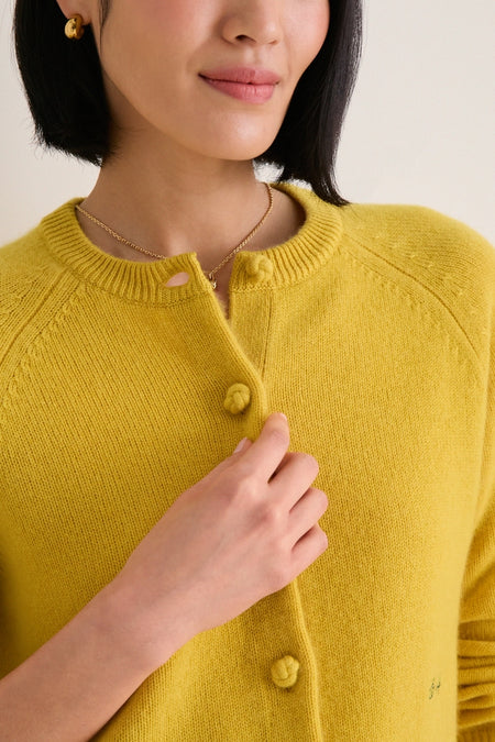 Marigold Cashmere Knot Button Phoebe Cardigan