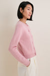 Powder Pink Cashmere Knot Button Phoebe Cardigan