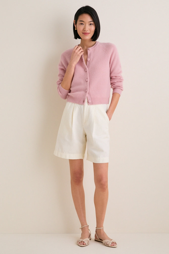 Powder Pink Cashmere Knot Button Phoebe Cardigan | Tuckernuck