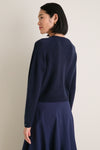Navy Cashmere Knot Button Phoebe Cardigan