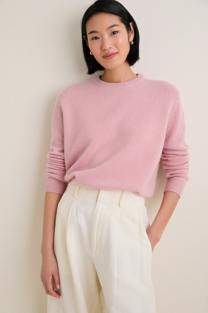Powder Pink Cashmere Boyfriend Bodie Crewneck