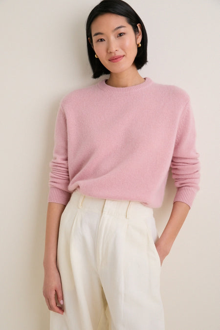 Powder Pink Cashmere Boyfriend Bodie Crewneck