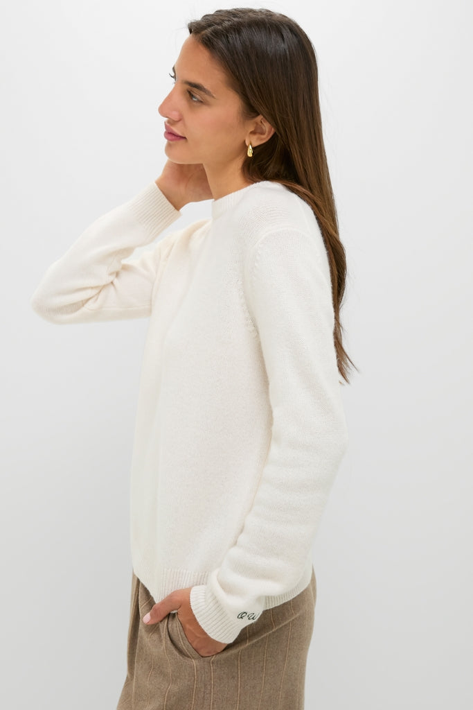 Ivory Cashmere Boyfriend Bodie Crewneck