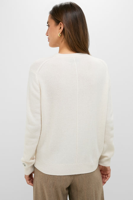 Ivory Cashmere Boyfriend Bodie Crewneck