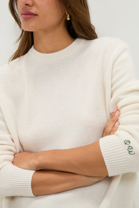 Ivory Cashmere Boyfriend Bodie Crewneck
