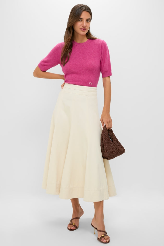 Raspberry Cashmere Short Sleeve Noemie Sweater