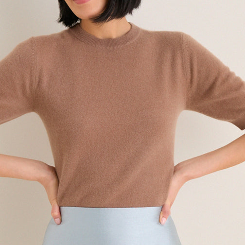 Mocha Cashmere Short Sleeve Noemie Sweater | Tuckernuck