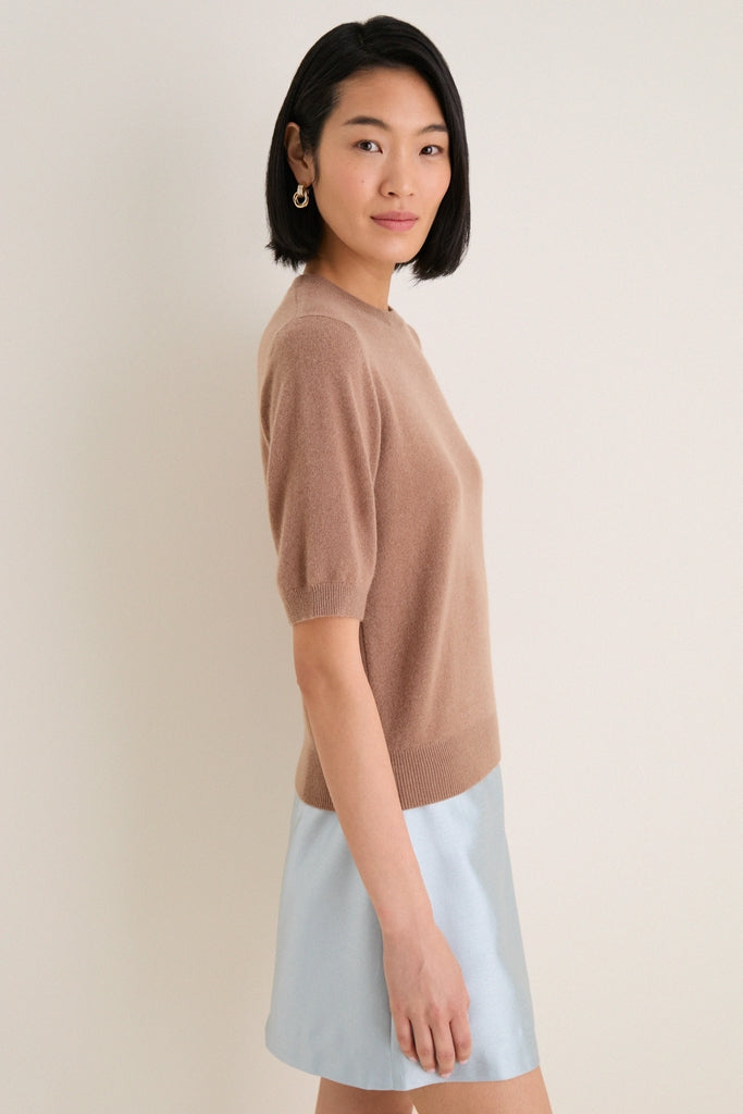 Mocha Cashmere Short Sleeve Noemie Sweater | Tuckernuck