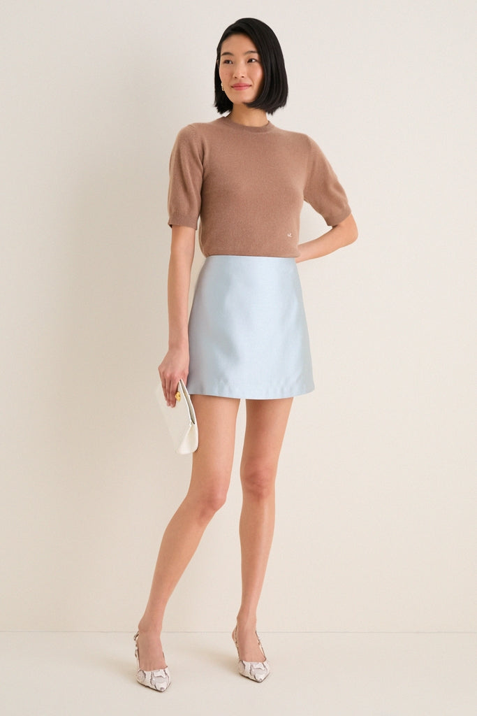 Mocha Cashmere Short Sleeve Noemie Sweater | Tuckernuck