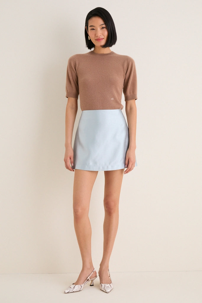 Mocha Cashmere Short Sleeve Noemie Sweater