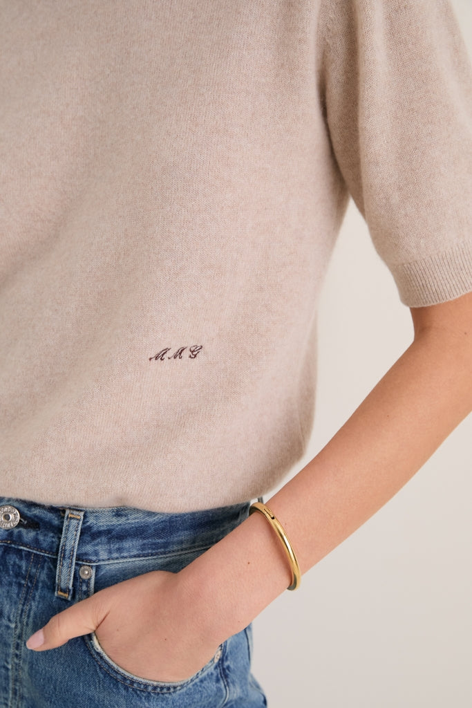 Sandstone Cashmere Short Sleeve Noemie Sweater