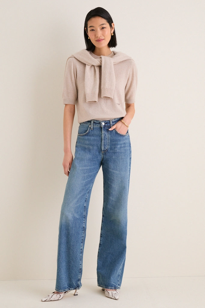 Sandstone Cashmere Short Sleeve Noemie Sweater