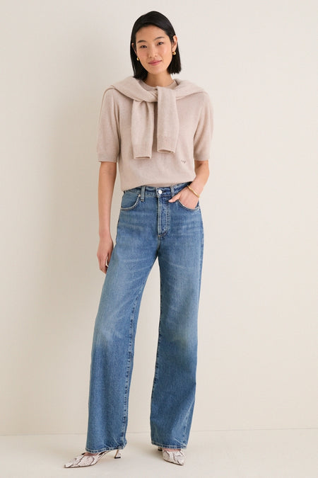 Sandstone Cashmere Short Sleeve Noemie Sweater