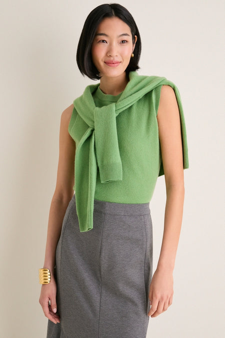 Pistachio Cashmere Sleeveless Ava Shell