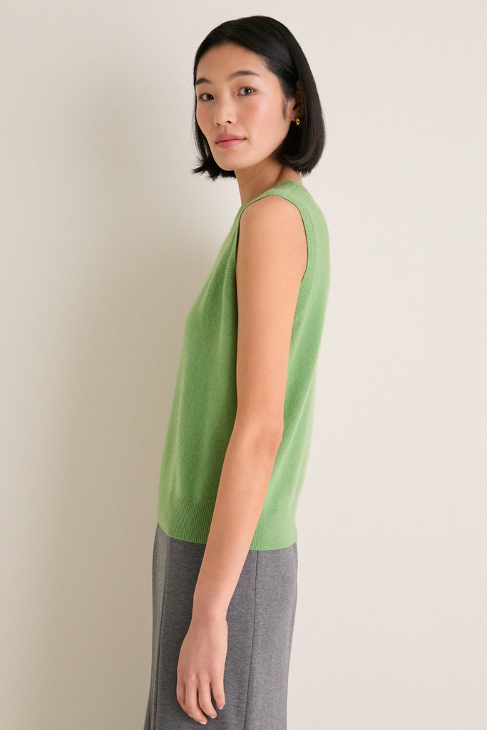 Pistachio Cashmere Sleeveless Ava Shell