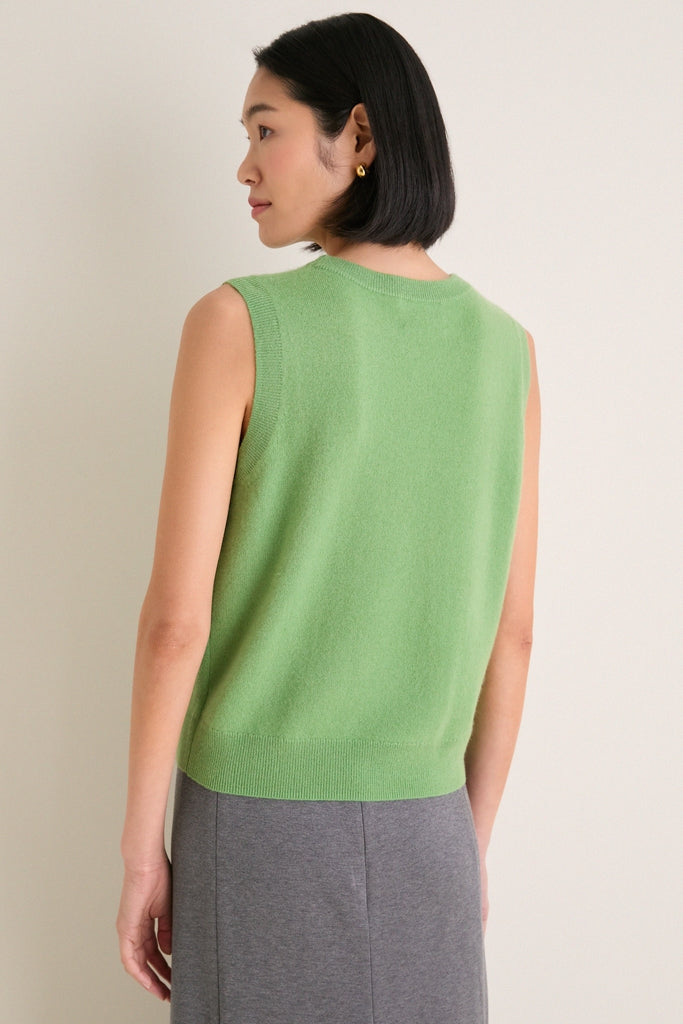 Pistachio Cashmere Sleeveless Ava Shell