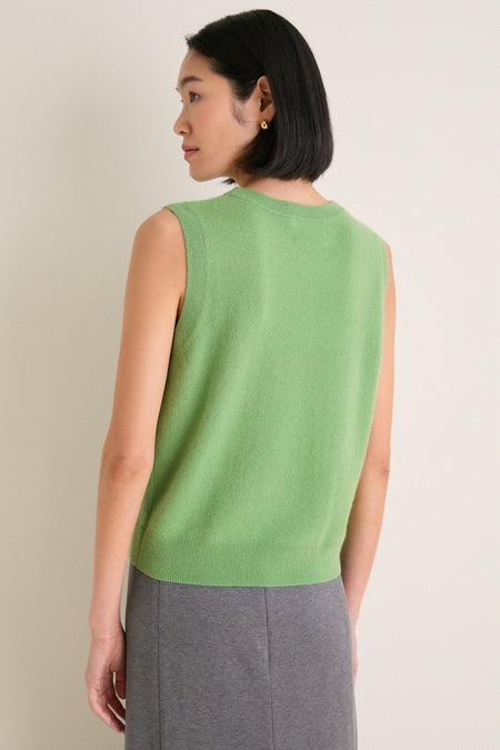 Pistachio Cashmere Sleeveless Ava Shell