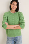 Pistachio Cashmere Cable Knit Eloise Sweater