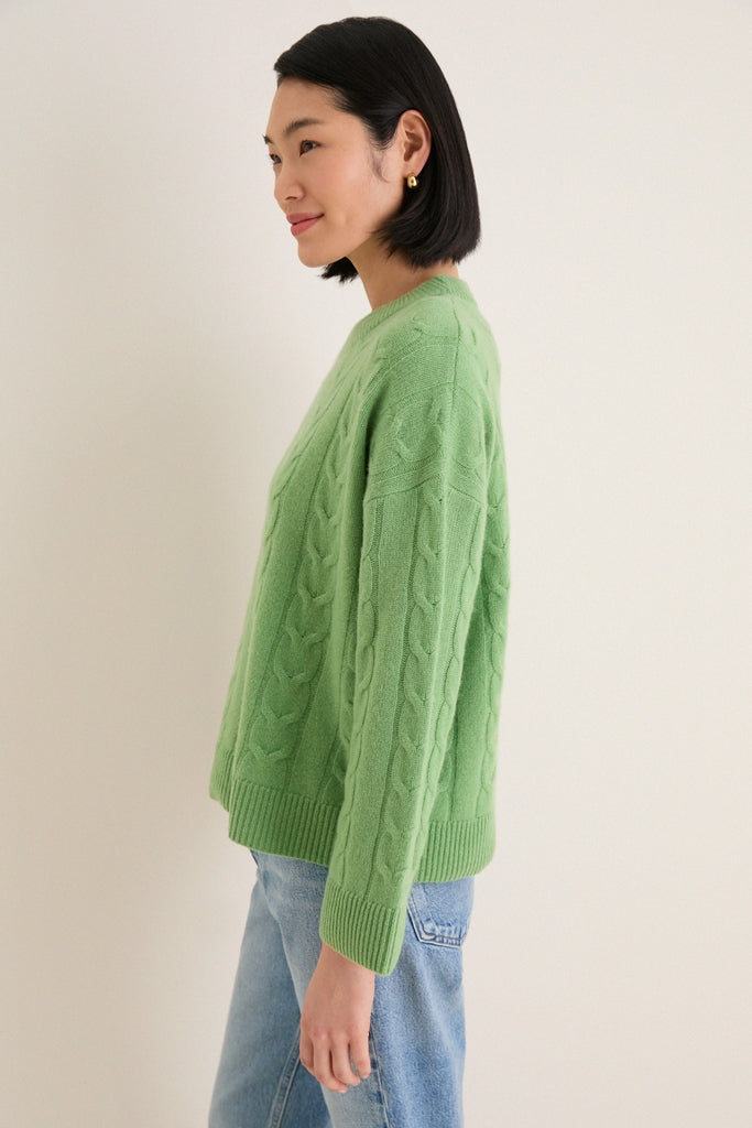 Pistachio Cashmere Eloise Cable Knit Sweater | Tuckernuck