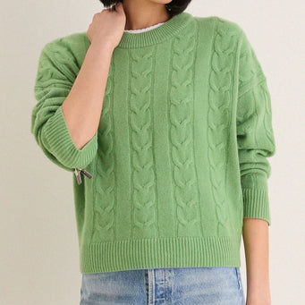 Pistachio Cashmere Eloise Cable Knit Sweater | Tuckernuck