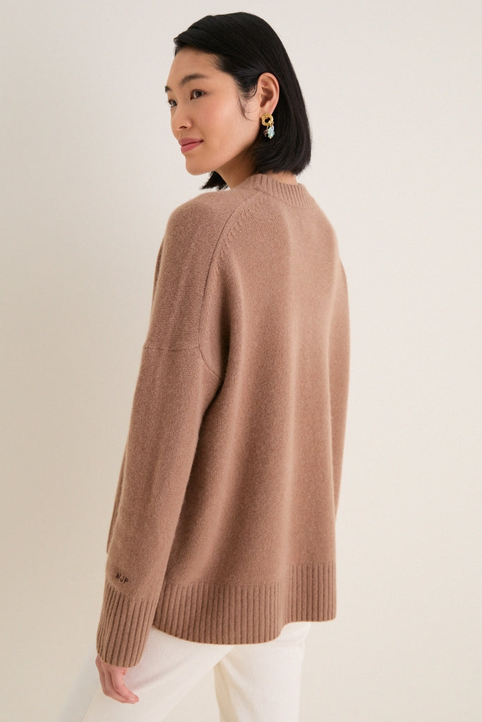 Mocha Cashmere Cassie V-Neck Sweater