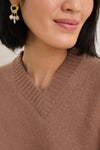 Mocha Cashmere Cassie V-Neck Sweater
