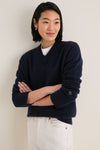 Navy Cashmere Cassie V-Neck Sweater