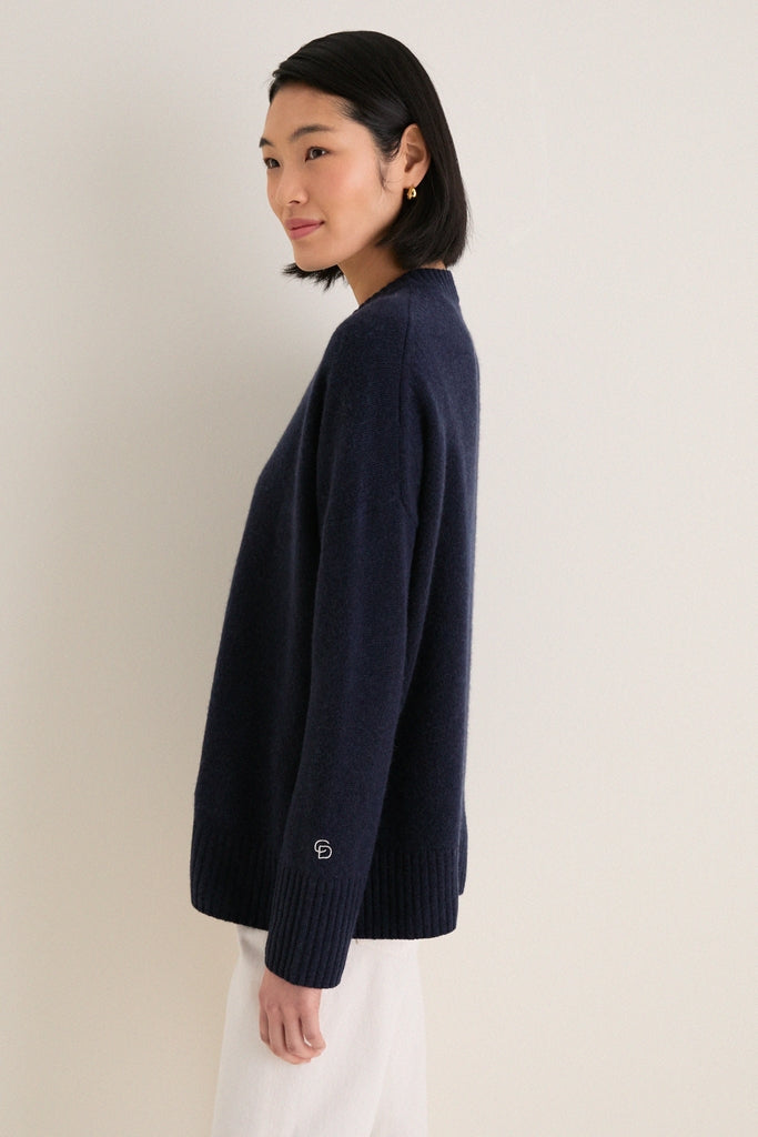 Navy Cashmere Cassie V-Neck Sweater